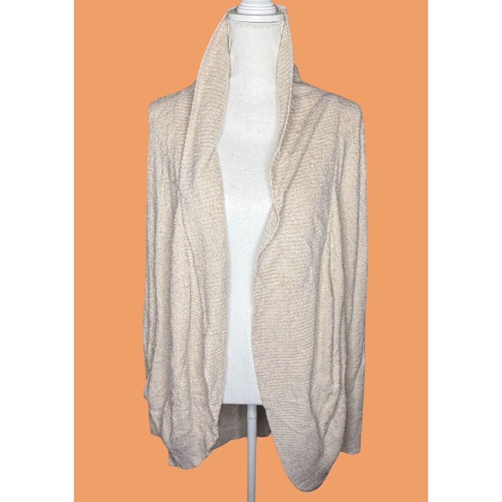 Barefoot Dreams Cardigan Womens L/XL Beige Open Front Bamboo Chic Lite Soft